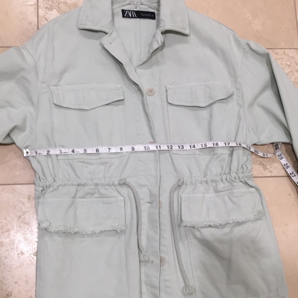 Zara denim oversized jacket w waist tie in green NWOT - Picture 17 of 17